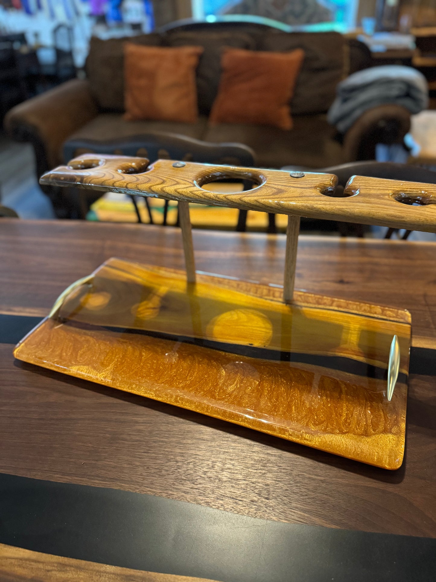 Handmade Ash Wood & Epoxy Wine Tray