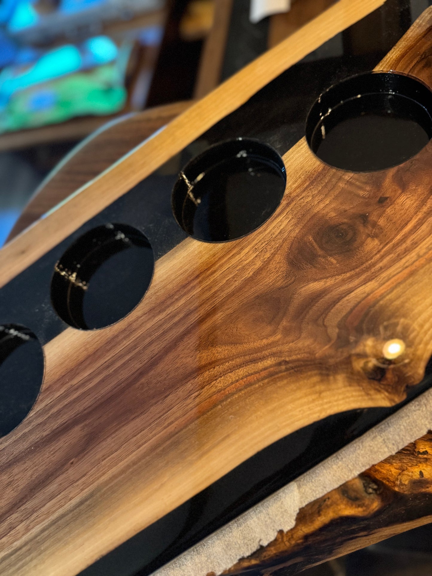 Handcrafted Black Epoxy Bourbon Tray