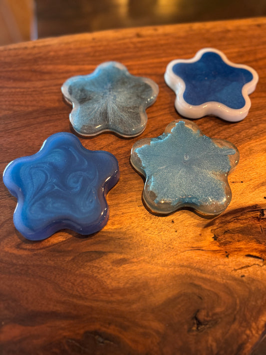 Blue Star Epoxy Coasters 4-Pack