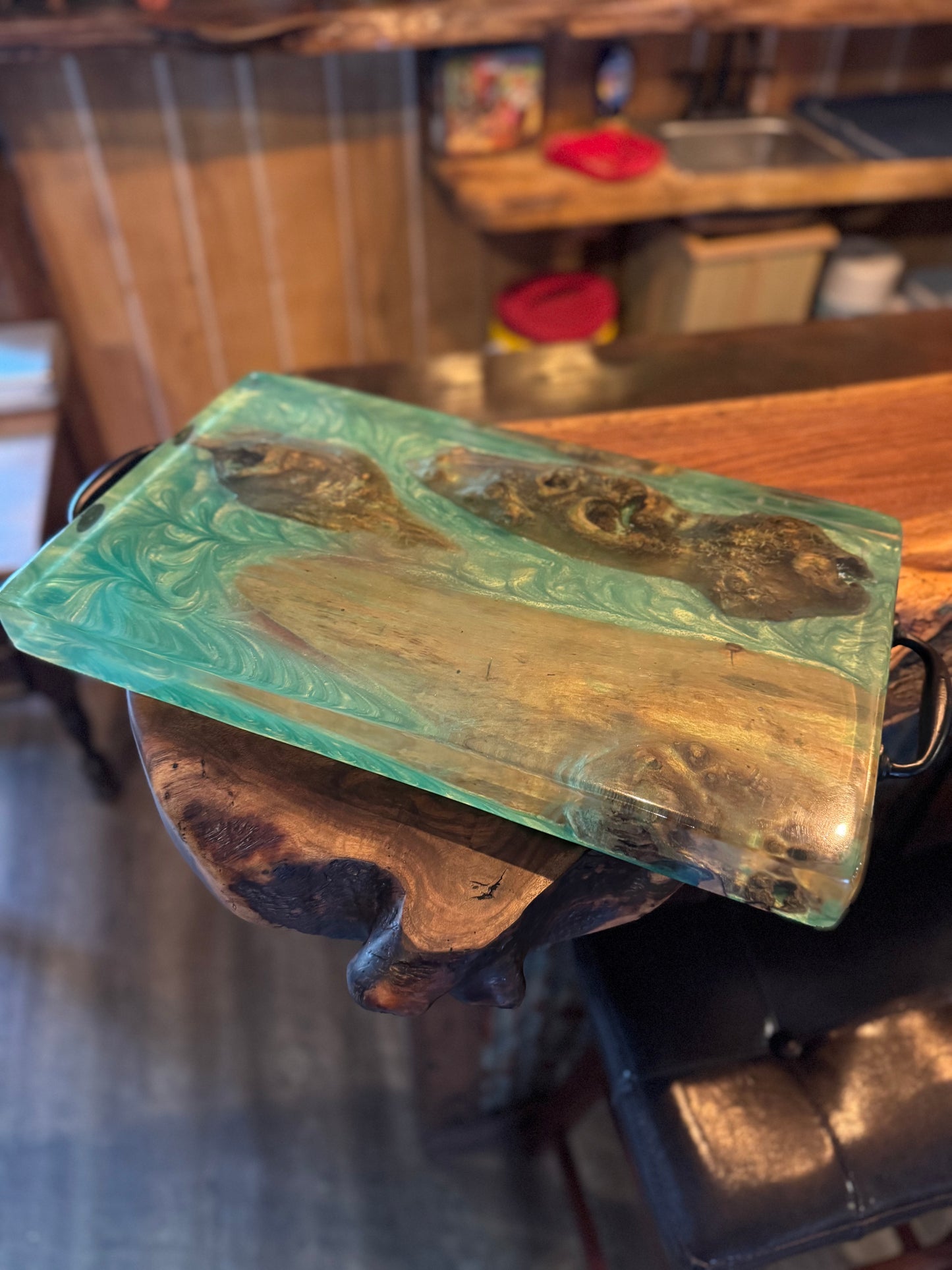 Green Epoxy Table Center Piece