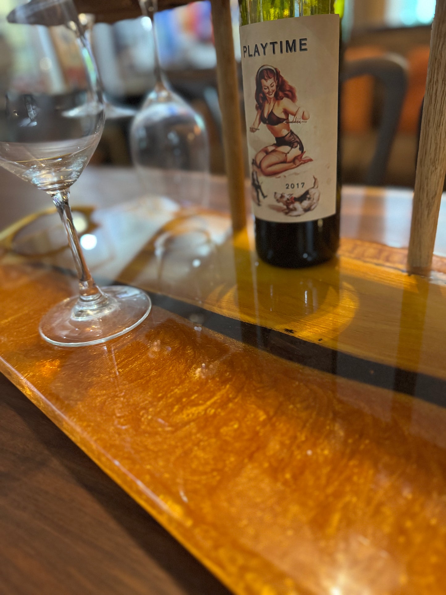 Handmade Ash Wood & Epoxy Wine Tray