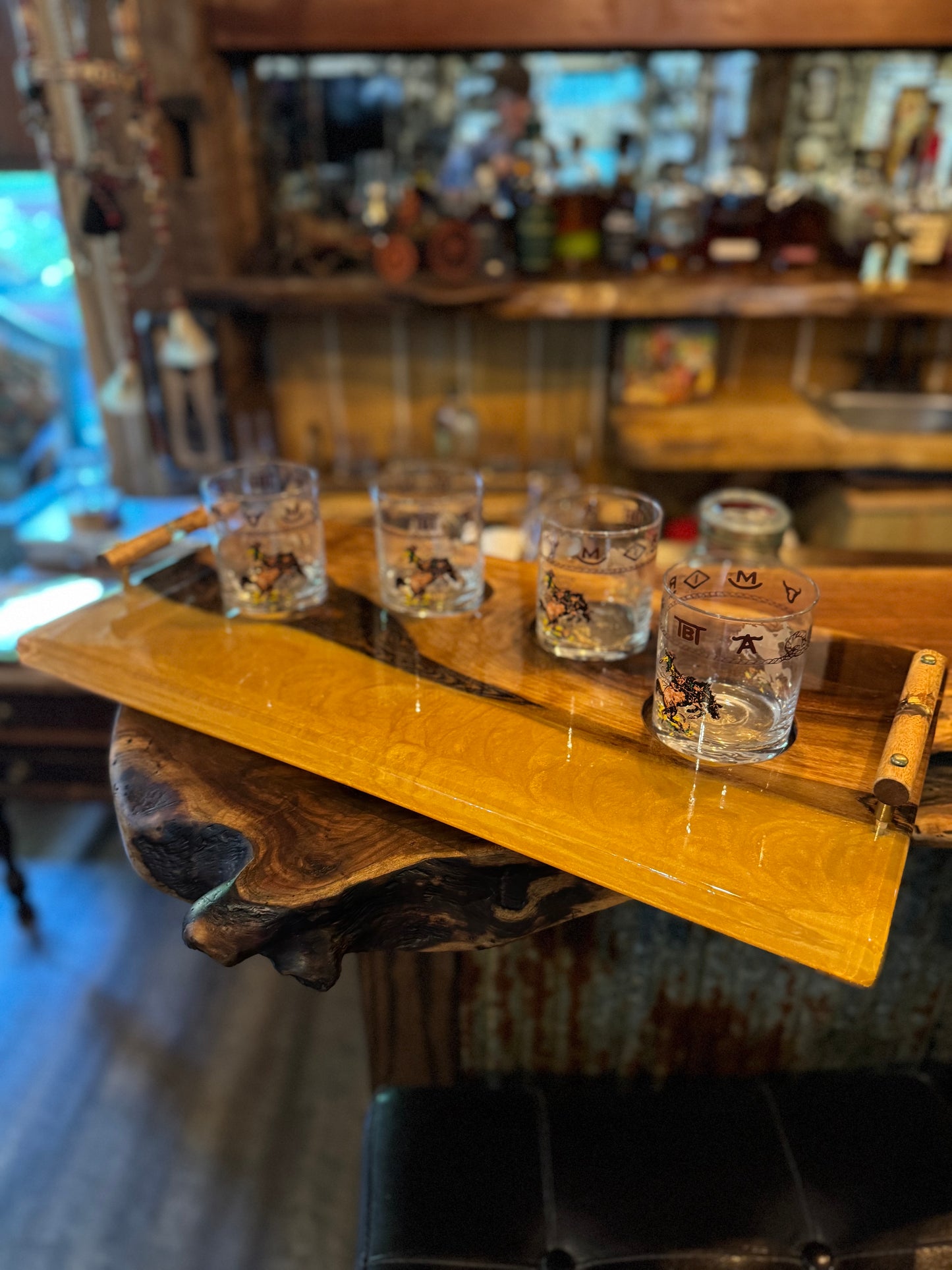 Handcrafted Gold Epoxy Bourbon Tray