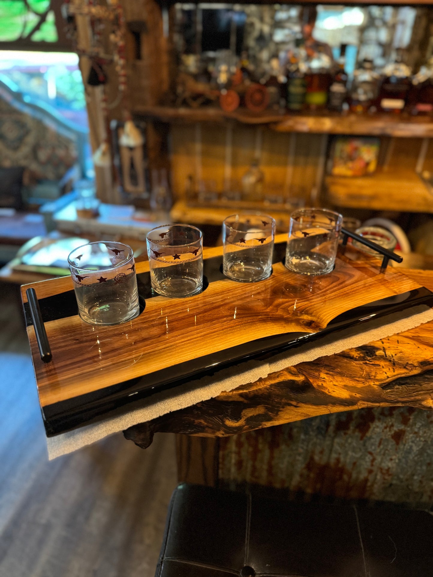 Handcrafted Black Epoxy Bourbon Tray