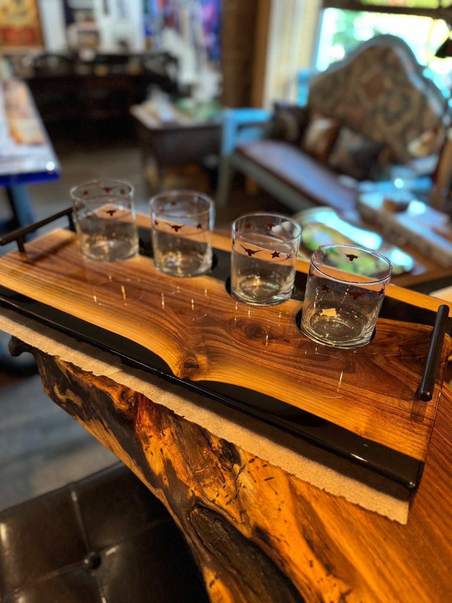 Handcrafted Black Epoxy Bourbon Tray