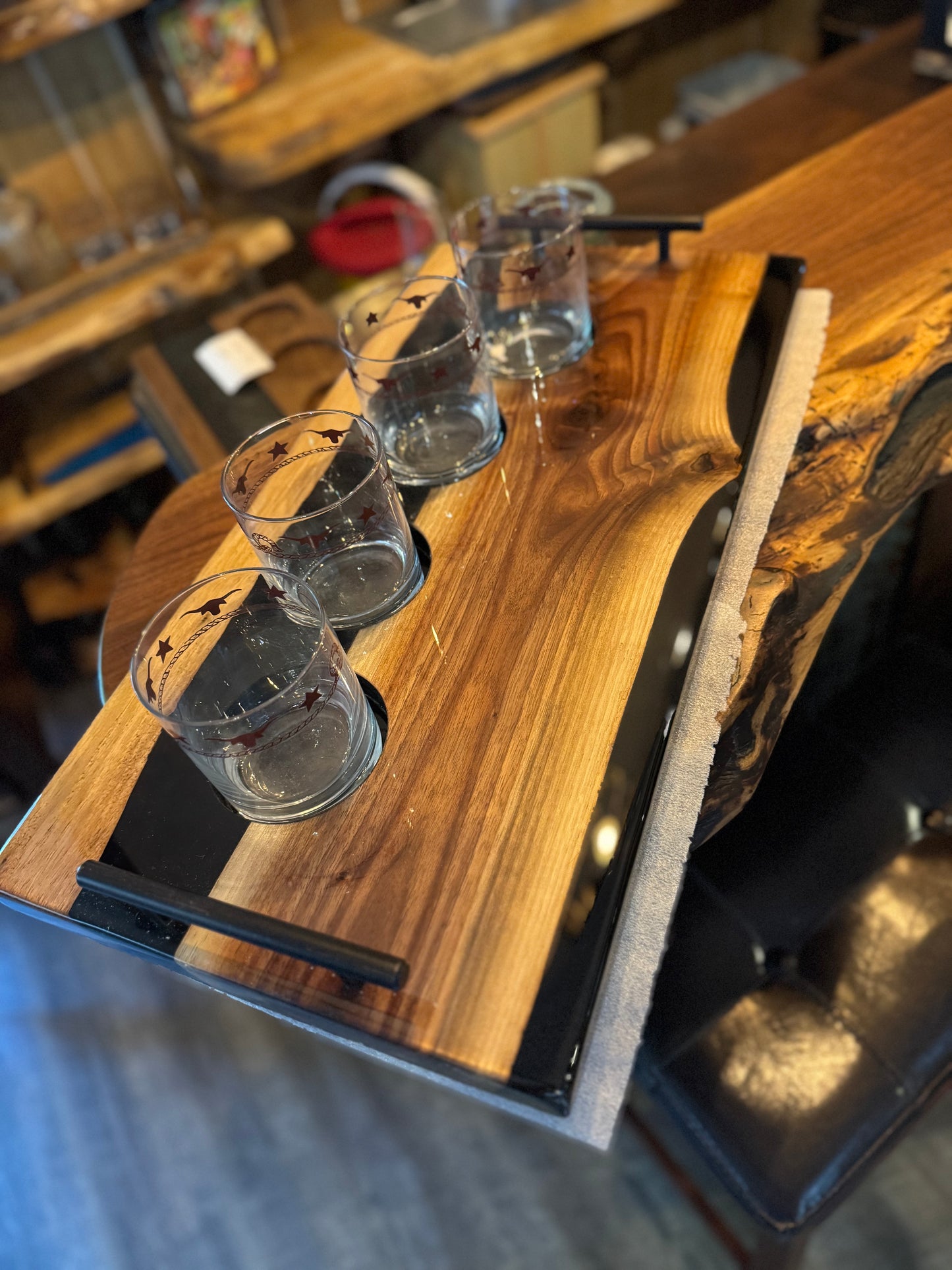 Handcrafted Black Epoxy Bourbon Tray