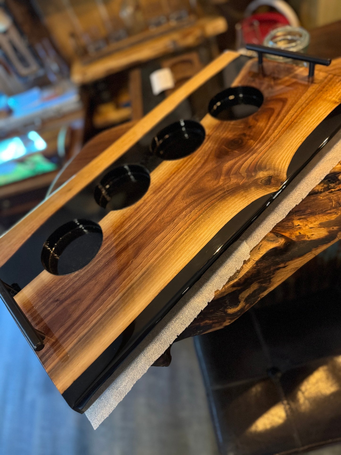 Handcrafted Black Epoxy Bourbon Tray
