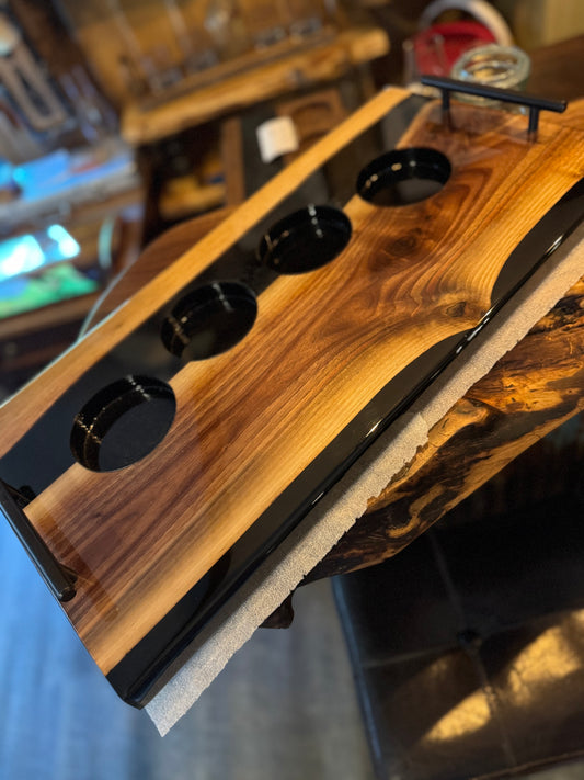 Handcrafted Black Epoxy Bourbon Tray